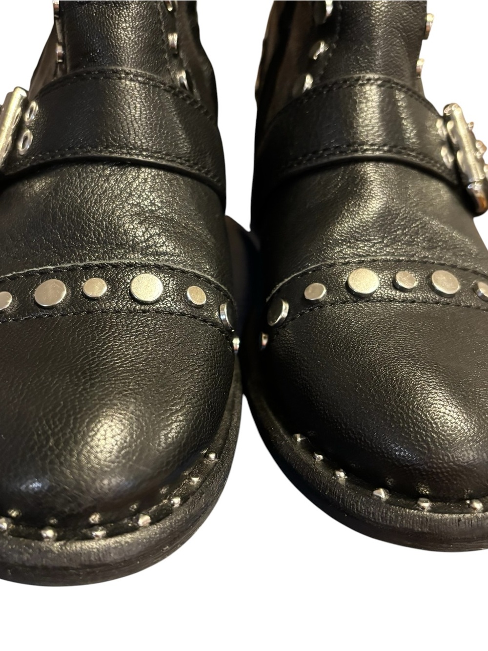 Sam Edelman Womens Drea Black Leather Studded Side Zip Moto Boots Size US 8 - Picture 2 of 15